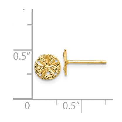14K Gelbgold Diamantiert Sand Dollar Ohrstecker