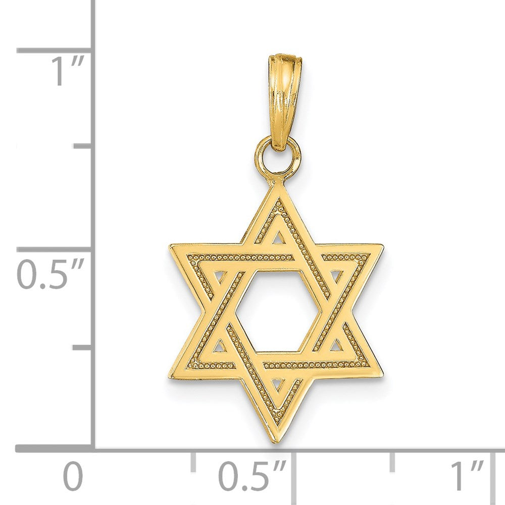 14K Gelbgold Massiv Satiniert Stern Of David Charm