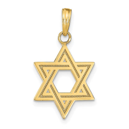 14K Gelbgold Massiv Satiniert Stern Of David Charm