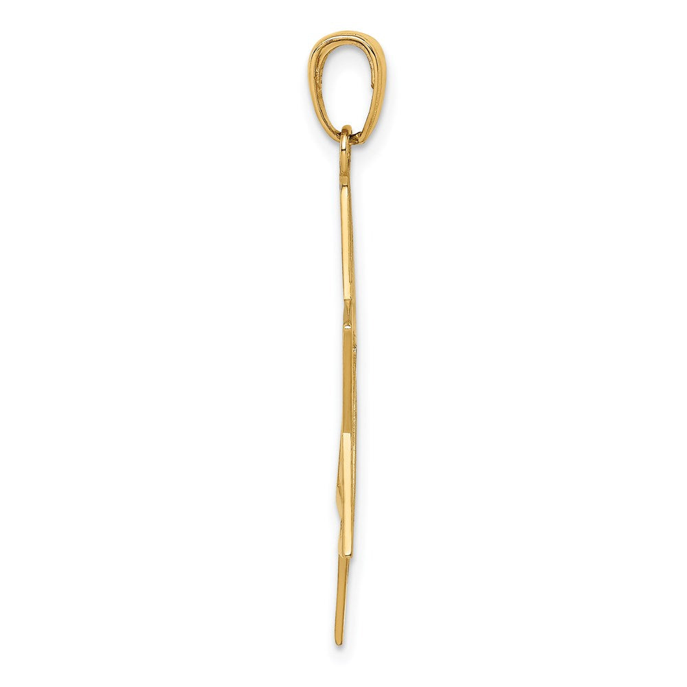 14K Gelbgold Massiv Polierter Davidstern-Charm