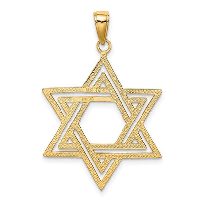 14K Gelbgold Massiv Polierter Davidstern-Charm