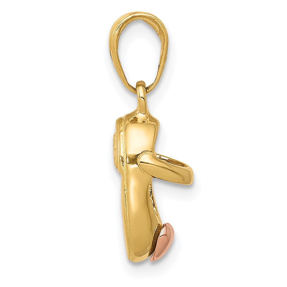 14K Bicolor-Gold 3D-Baby-Schuh-Charm aus Bicolor-Gold