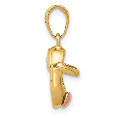14K Bicolor-Gold 3D-Baby-Schuh-Charm aus Bicolor-Gold