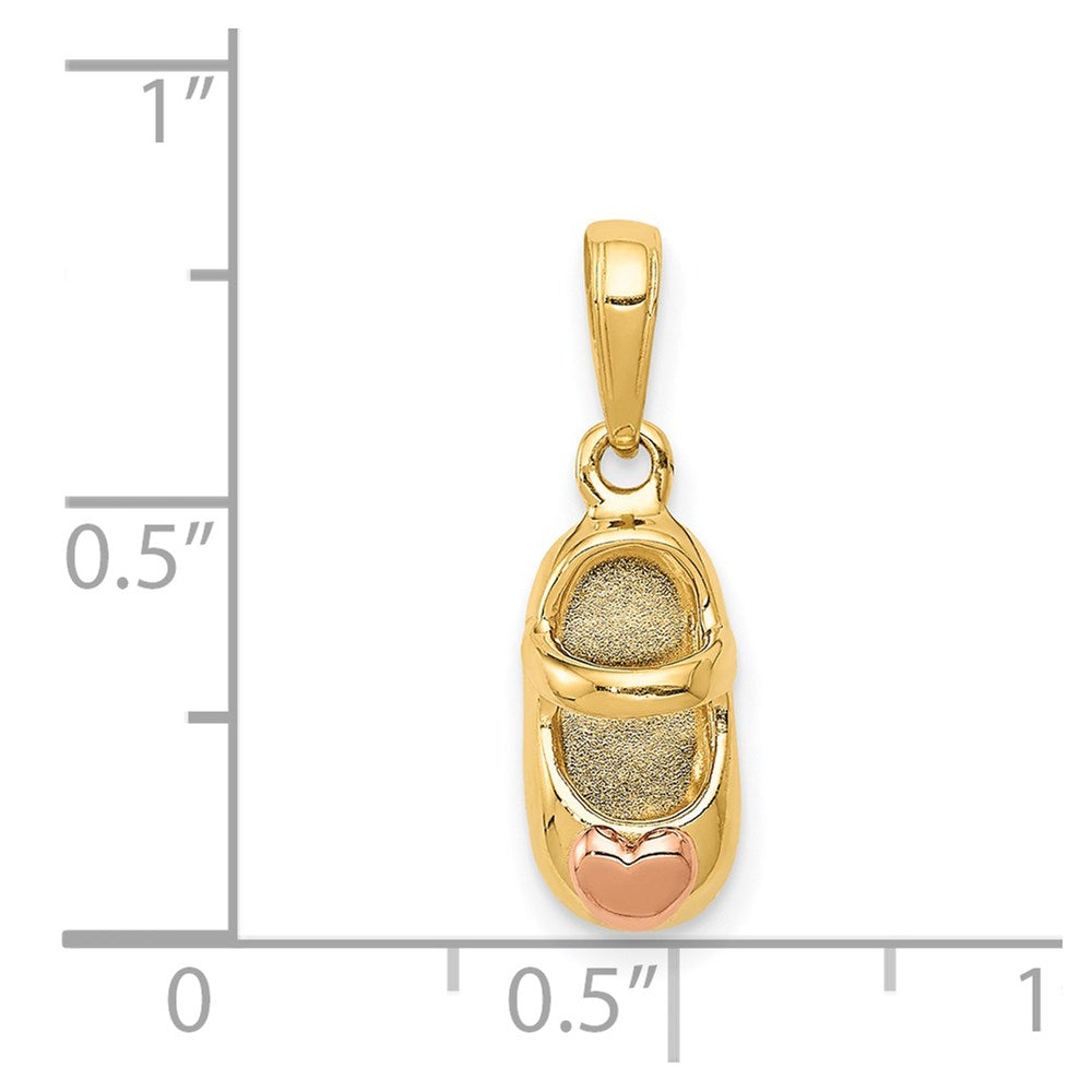 14K Bicolor-Gold 3D-Baby-Schuh-Charm aus Bicolor-Gold