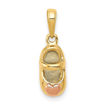 14K Bicolor-Gold 3D-Baby-Schuh-Charm aus Bicolor-Gold