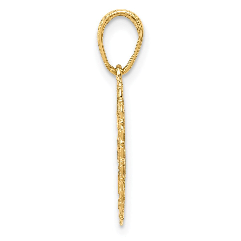 14K Gelbgold Wendbar For My Tochter Herz Anhänger