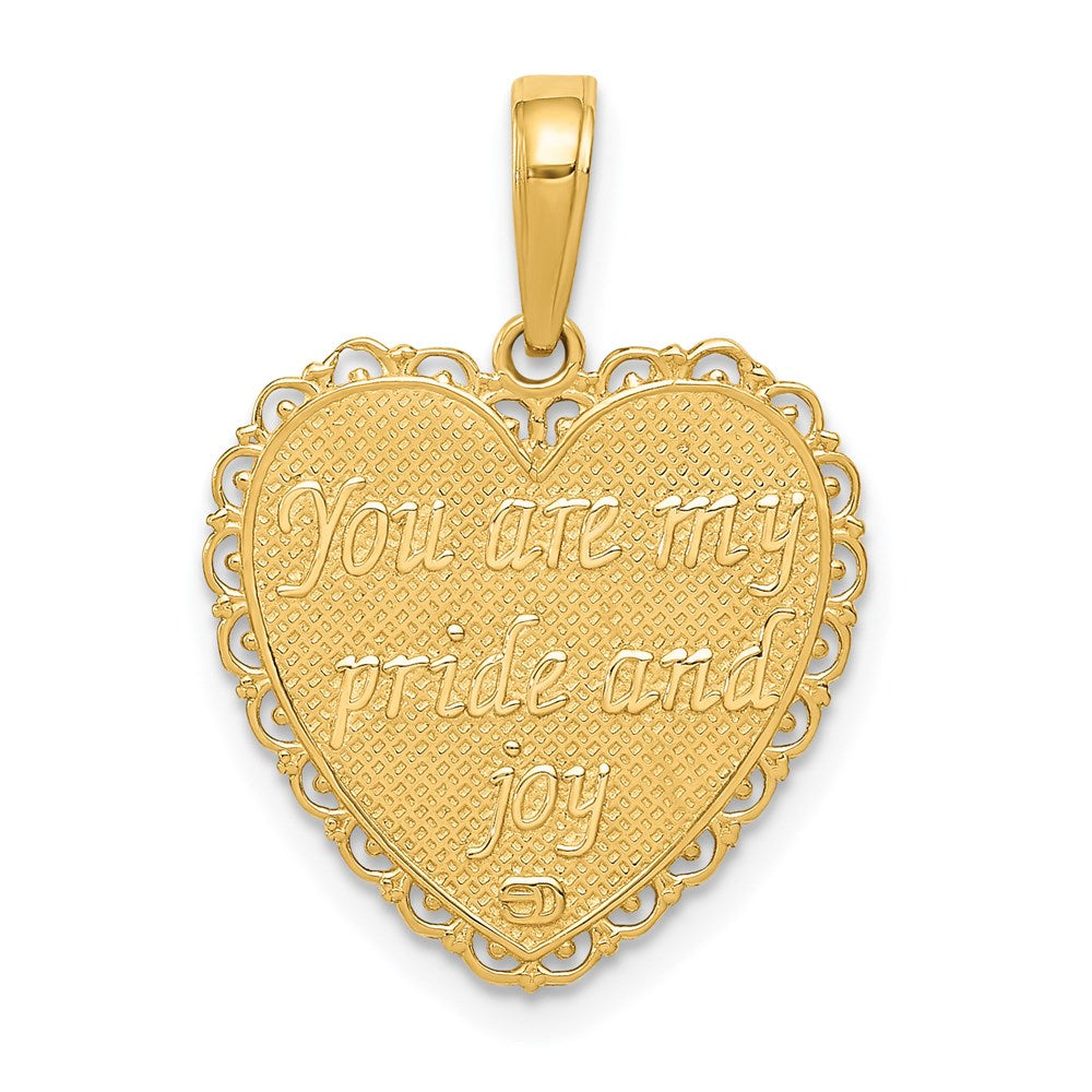 14K Gelbgold Wendbar For My Tochter Herz Anhänger