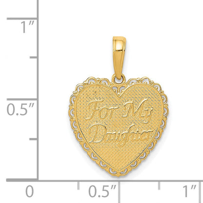 14K Gelbgold Wendbar For My Tochter Herz Anhänger