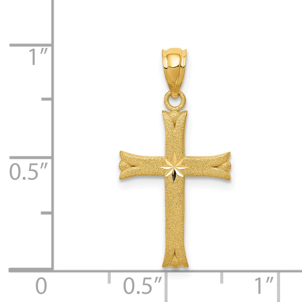 14K Gelbgold Satiniert Kreuz Charm