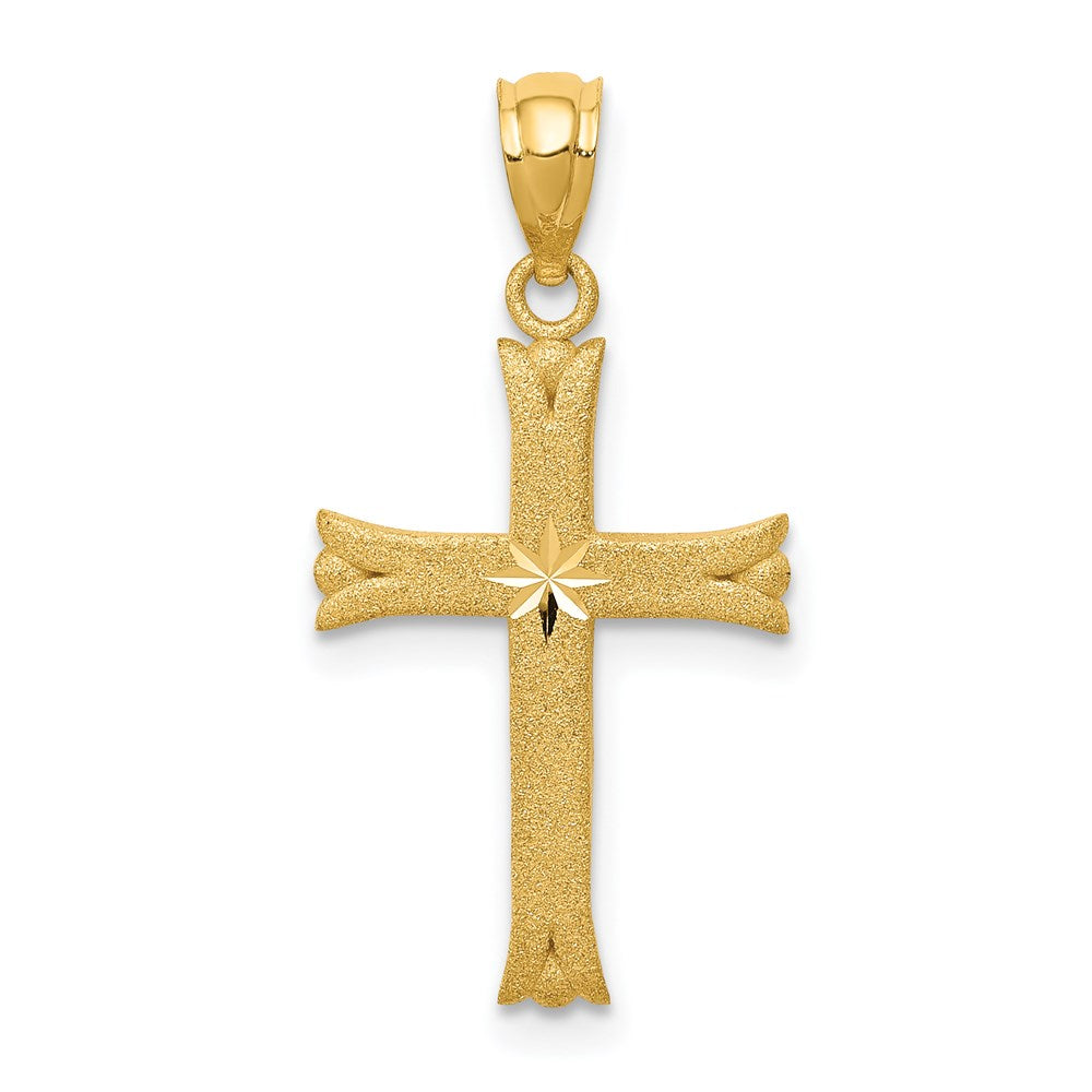 14K Gelbgold Satiniert Kreuz Charm