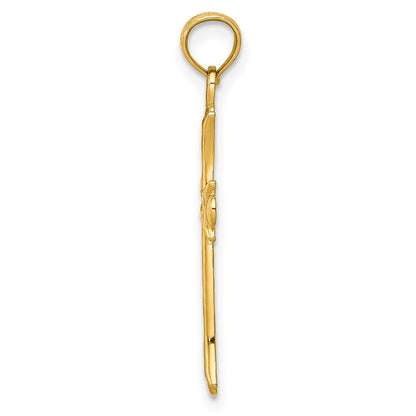 14K Gelbgold Fleur De Lis Kreuz Anhänger
