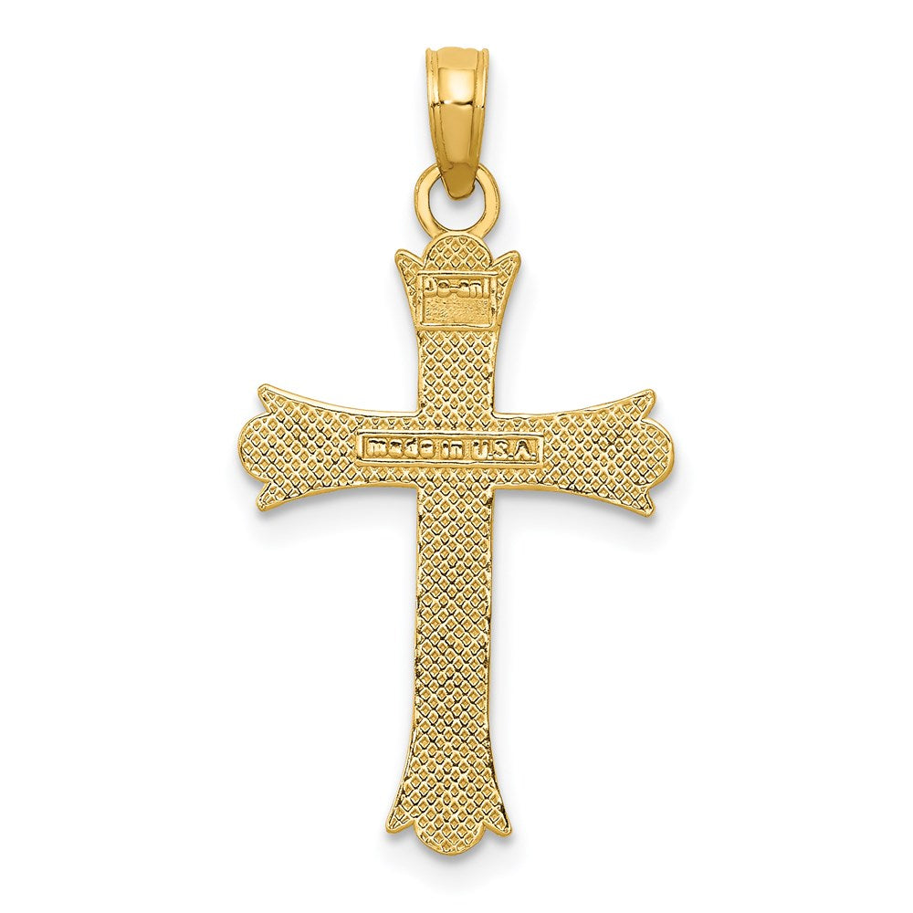14K Gelbgold Fleur De Lis Kreuz Anhänger