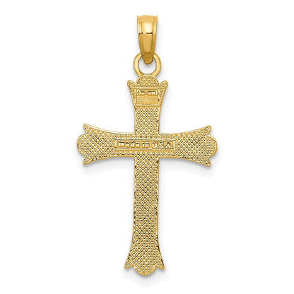 14K Gelbgold Fleur De Lis Kreuz Anhänger
