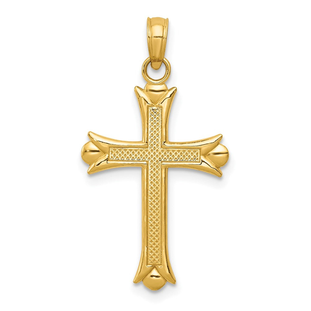 14K Gelbgold Fleur De Lis Kreuz Anhänger