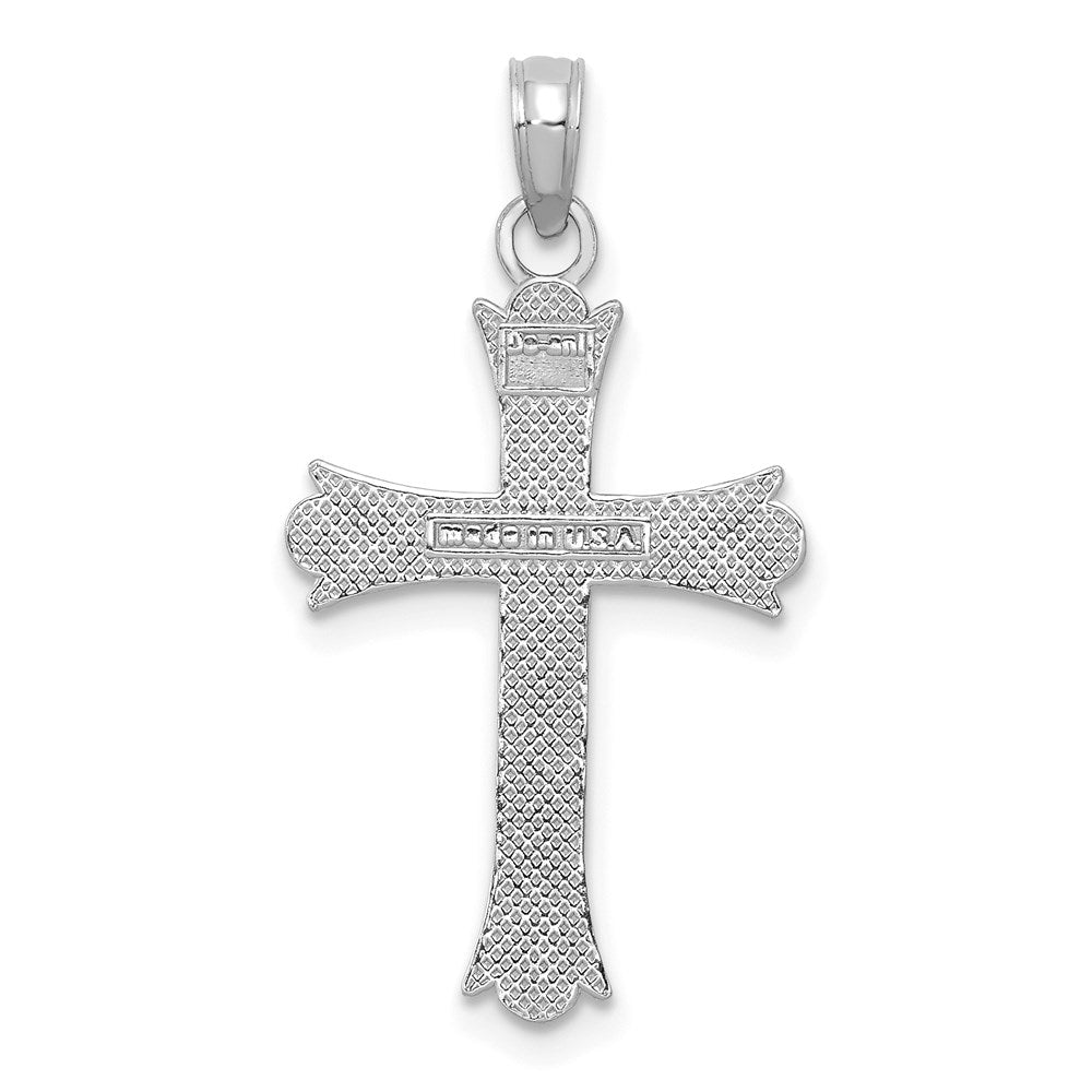 14K Weißgold Fleur De Lis Kreuz Anhänger