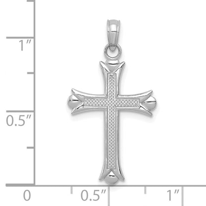 14K Weißgold Fleur De Lis Kreuz Anhänger