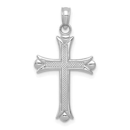 14K Weißgold Fleur De Lis Kreuz Anhänger