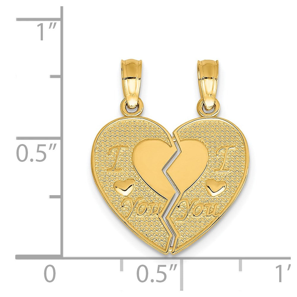 14K Gelbgold "I LOVE YOU" Herz-Charm zum Auseinanderbrechen