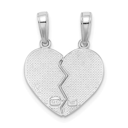 14K Weißgold I Liebe You Break Apart Herz Charm