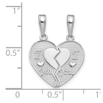 14K Weißgold I Liebe You Break Apart Herz Charm
