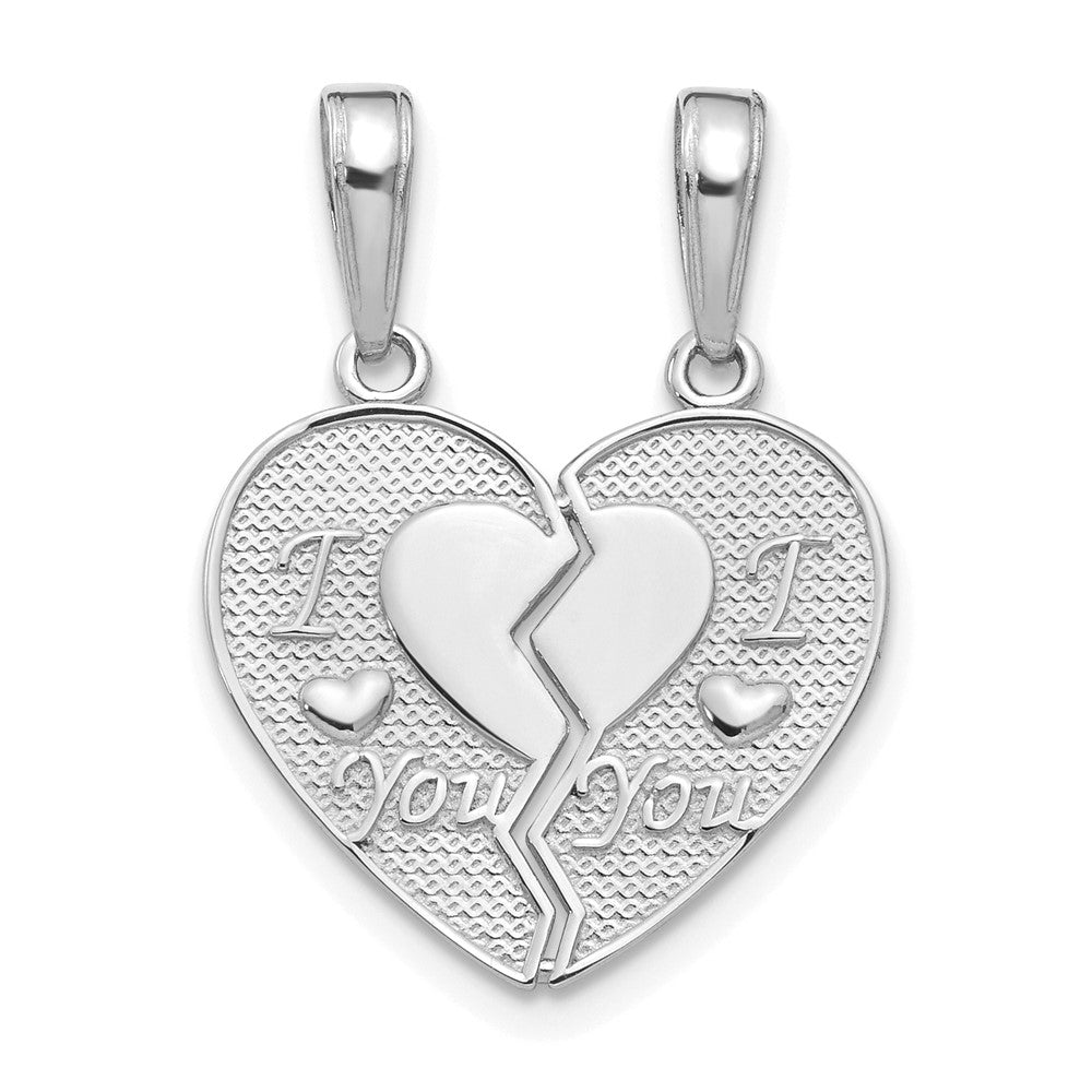14K Weißgold I Liebe You Break Apart Herz Charm