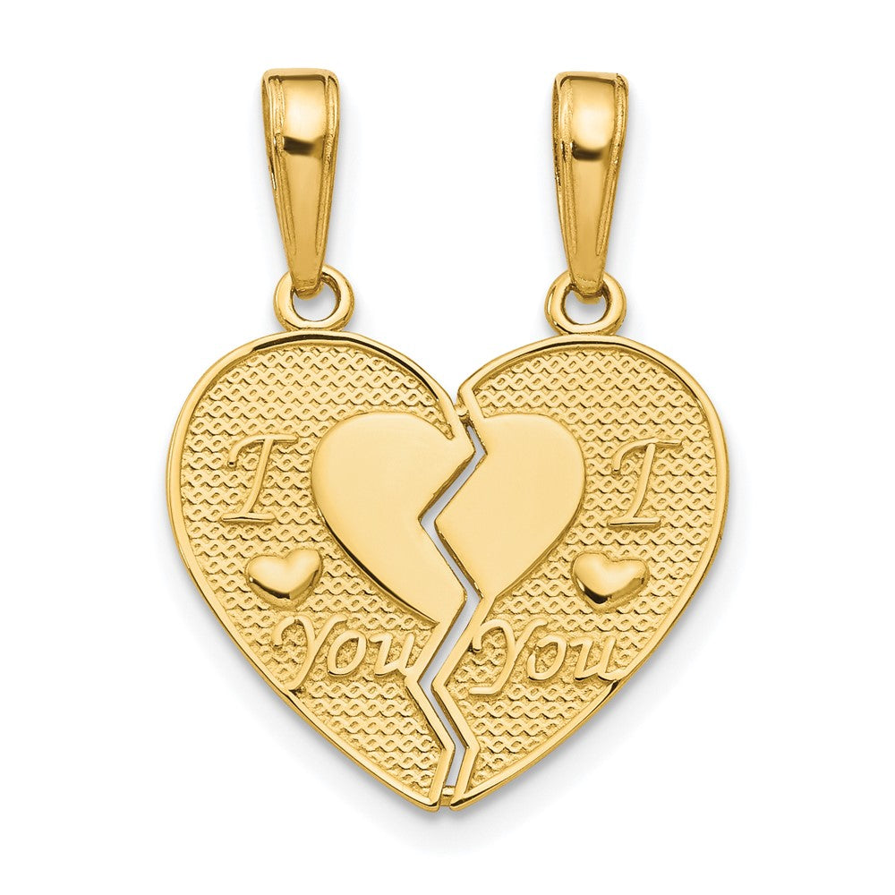 14K Gelbgold "I LOVE YOU" Herz-Charm zum Auseinanderbrechen