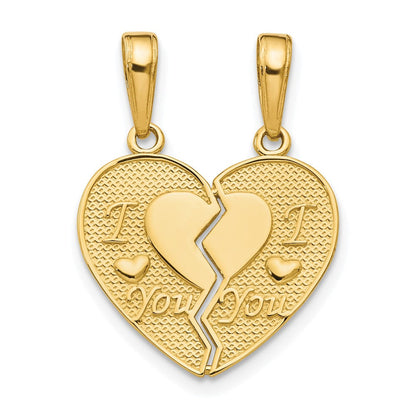14K Gelbgold "I LOVE YOU" Herz-Charm zum Auseinanderbrechen