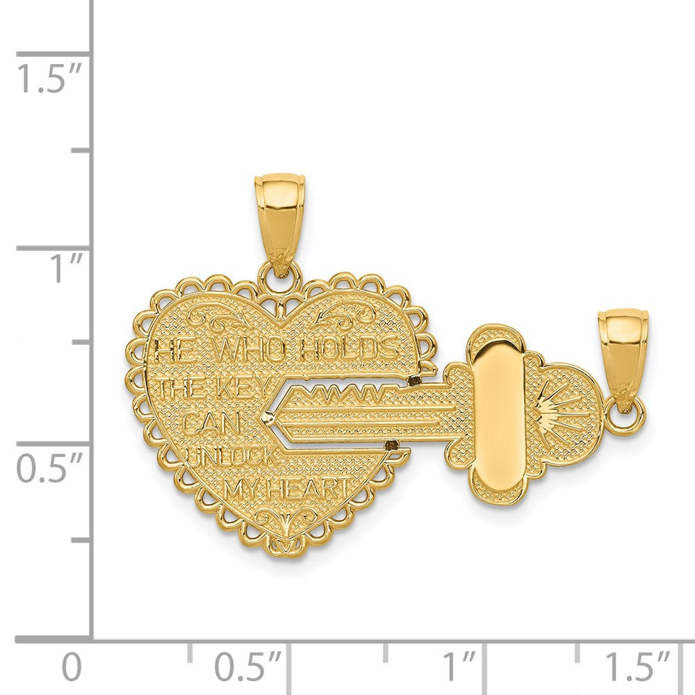 14K Gelbgold Polierte 2-teilige Trennbare „ER, DER DEN SCHLÜSSEL HÄLT" Charms