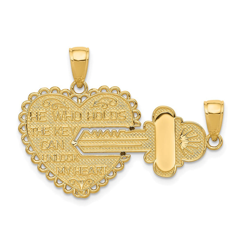 14K Gelbgold Polierte 2-teilige Trennbare „ER, DER DEN SCHLÜSSEL HÄLT" Charms