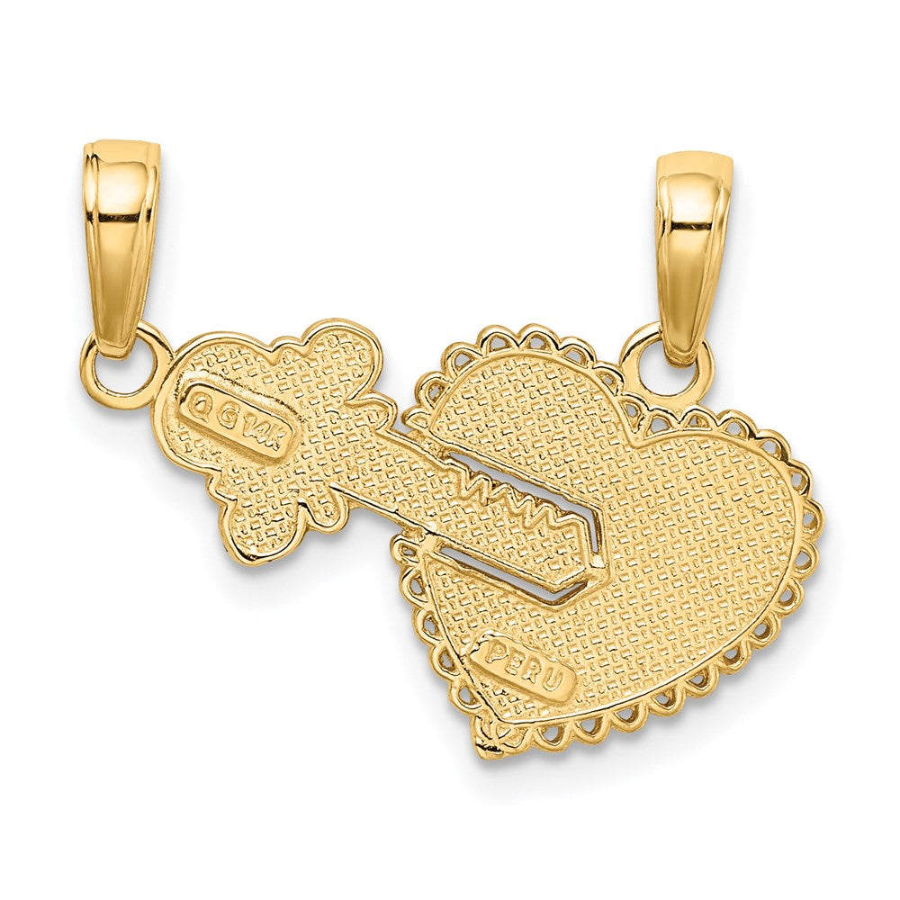 14K Gelbgold Poliert 2 Stück Break Apart He Who Fasst The Key Charms