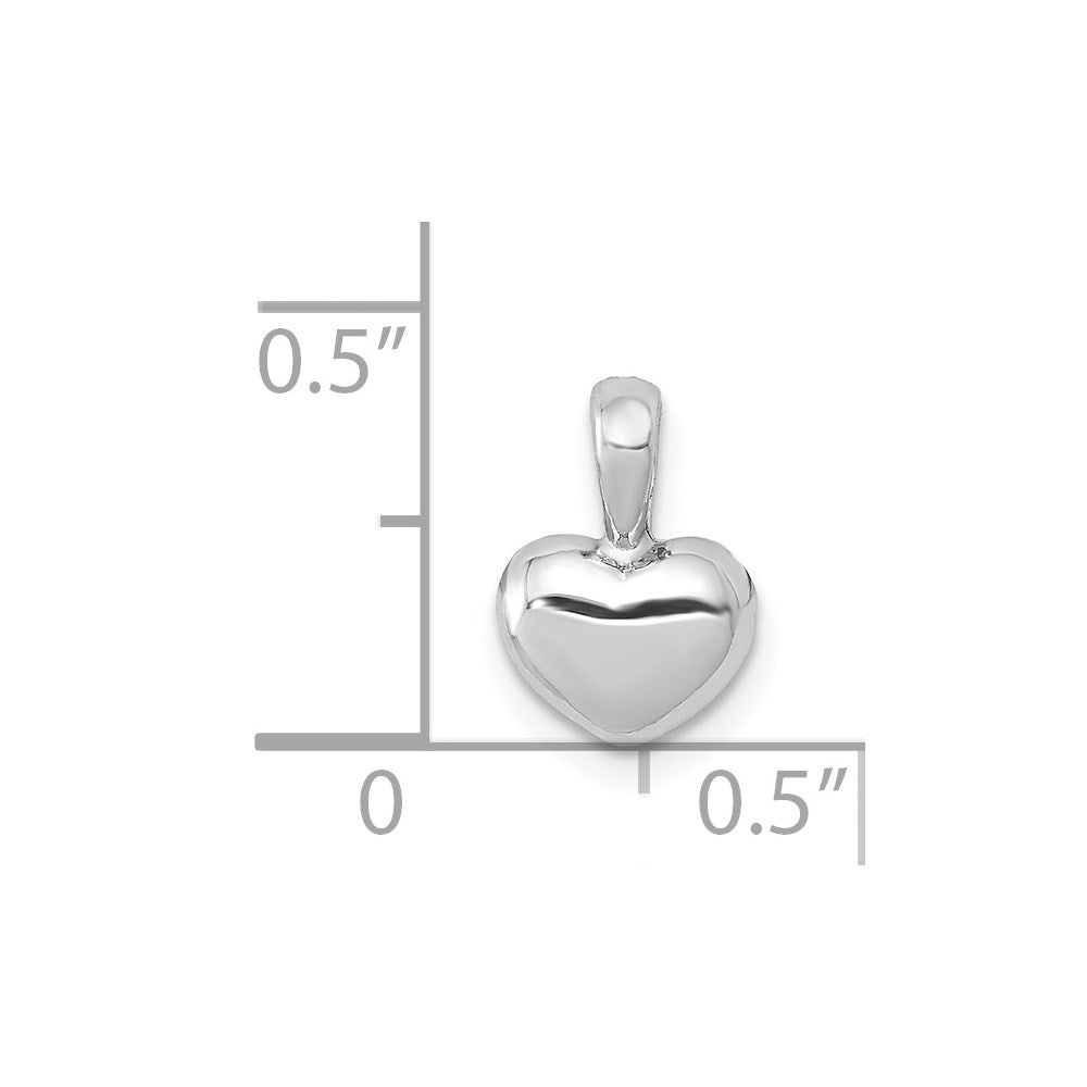 14K Weißgold Poliert Gewölbt Herz Charm
