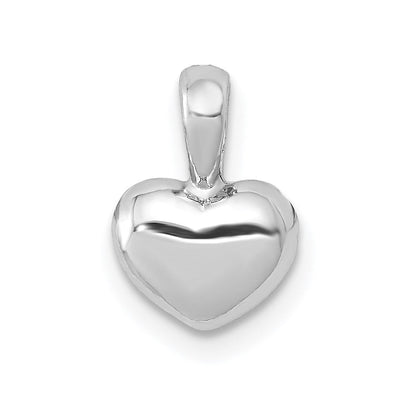 14K Weißgold Poliert Gewölbt Herz Charm