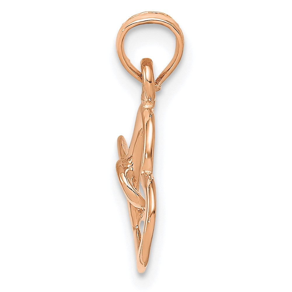 14K Roségold Poliert Intertwined Doppelt Herz Anhänger