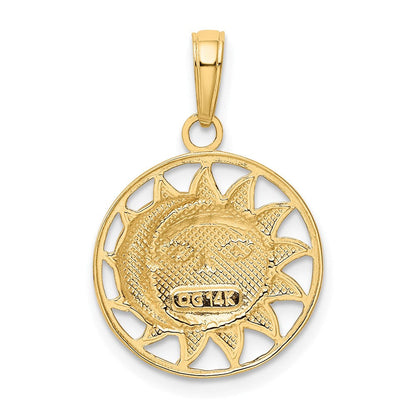 14K Gelb- und Rhodiumgold Sonne-und-Mond-Charm mit Rhodium