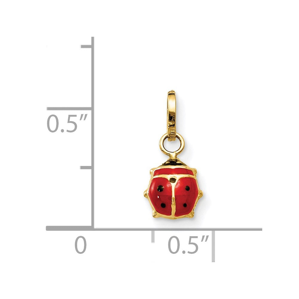 14K Gelbgold Emailliert Marienkäfer Charm