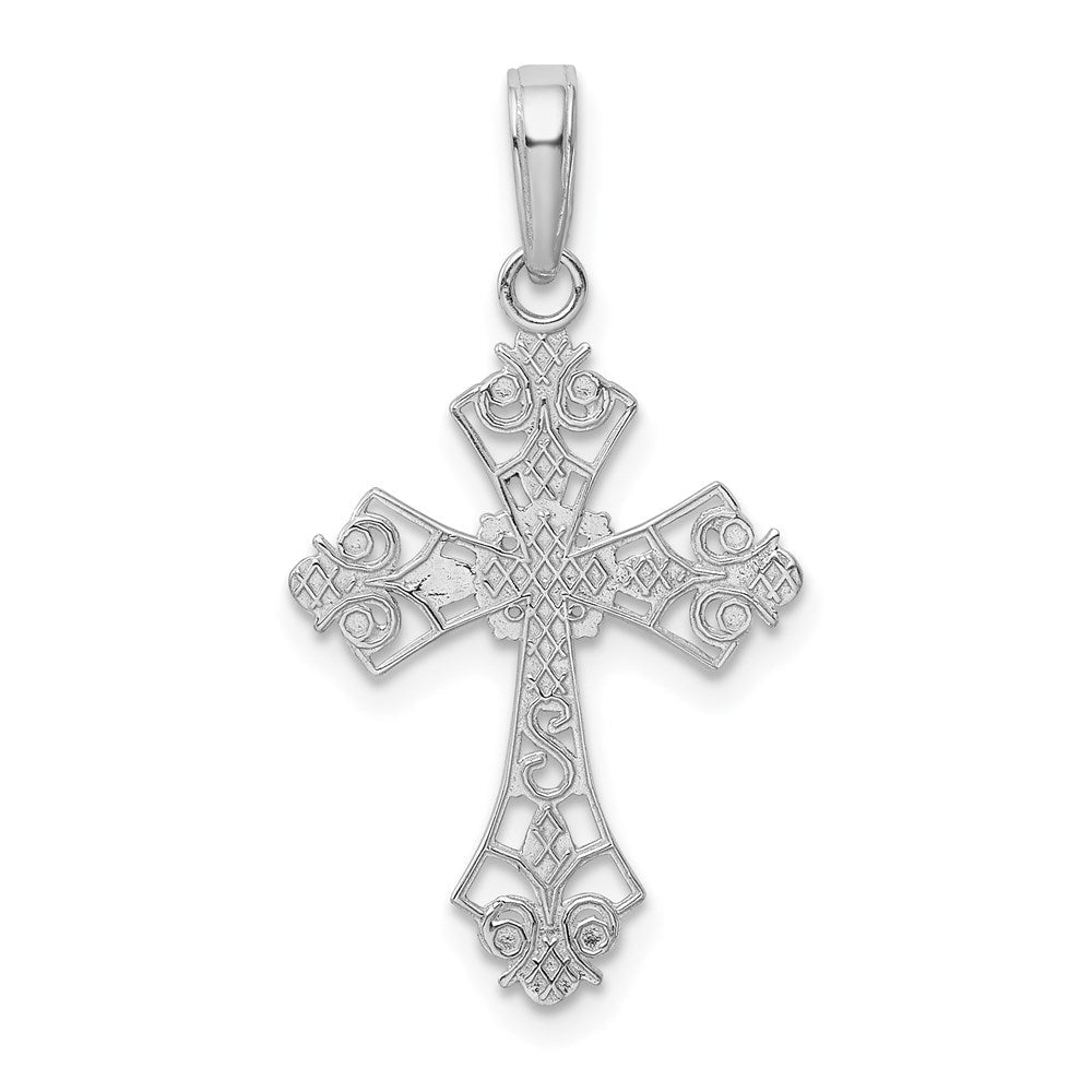 14K Weißgold Filigran Kreuz Charm