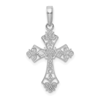 14K Weißgold Filigran Kreuz Charm