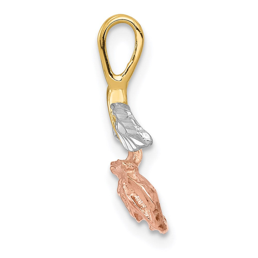 14K Gelb & Rhodium mit Weiß und Rose Kette Anhänger
