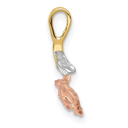 14K Gelb & Rhodium mit Weiß und Rose Kette Anhänger