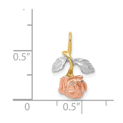 14K Gelb & Rhodium mit Weiß und Rose Kette Anhänger