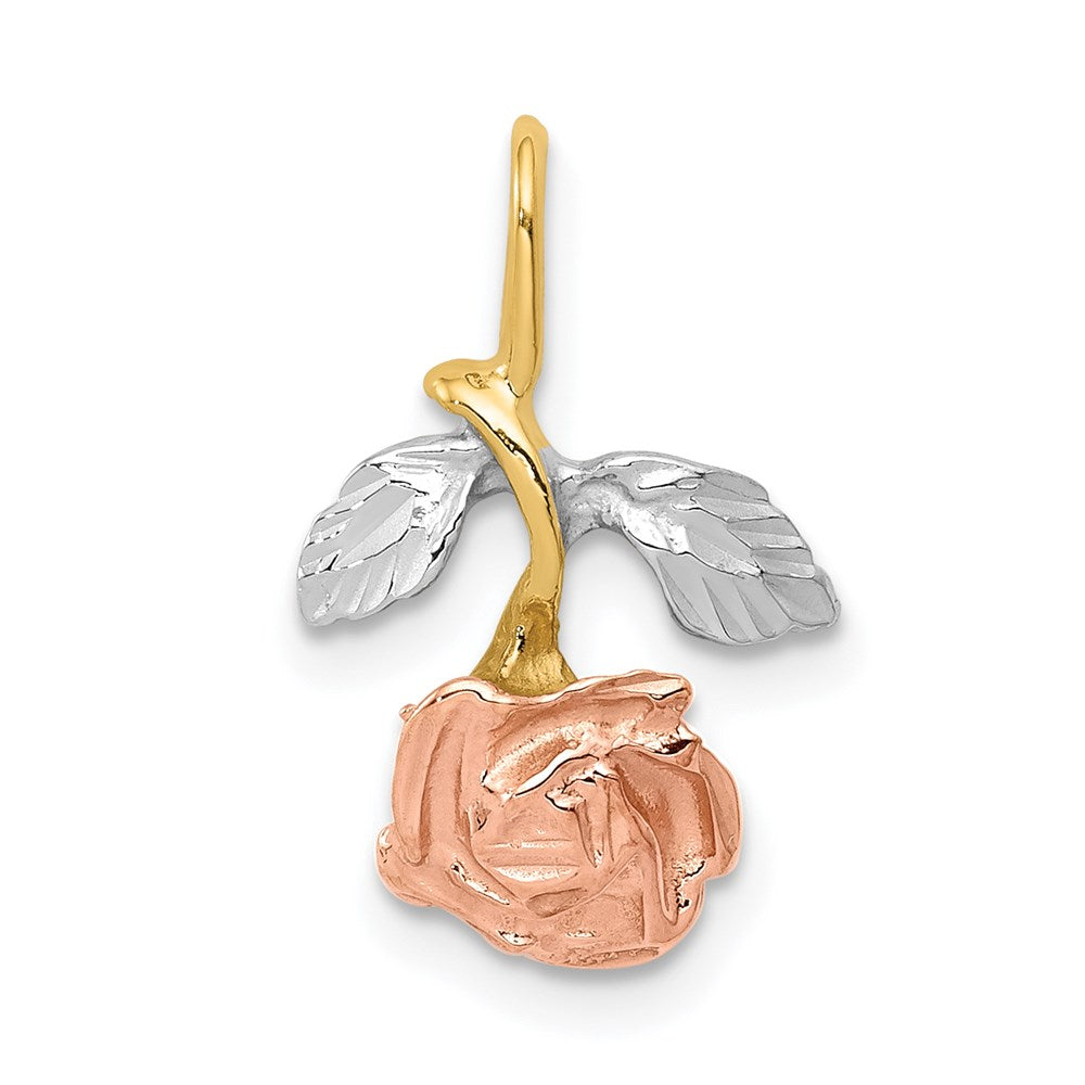 14K Gelb & Rhodium mit Weiß und Rose Kette Anhänger