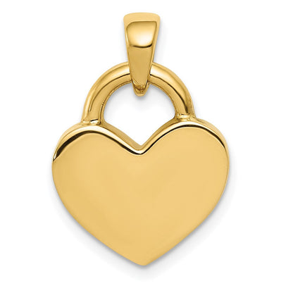 14K Gelb & Rhodium Hohl Poliert 3d Wendbar Herz Charm