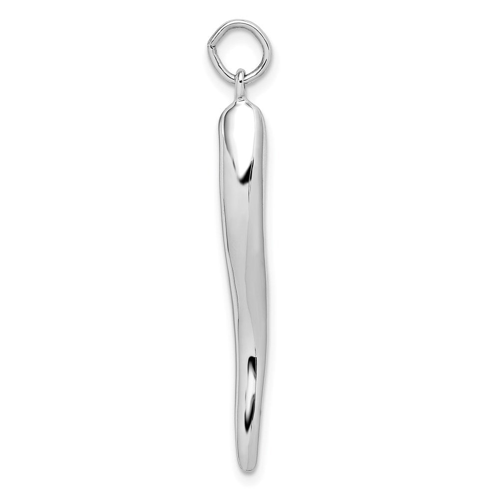 14K Weißgold massiver polierter 3-D großer italienischer Horn-Charm