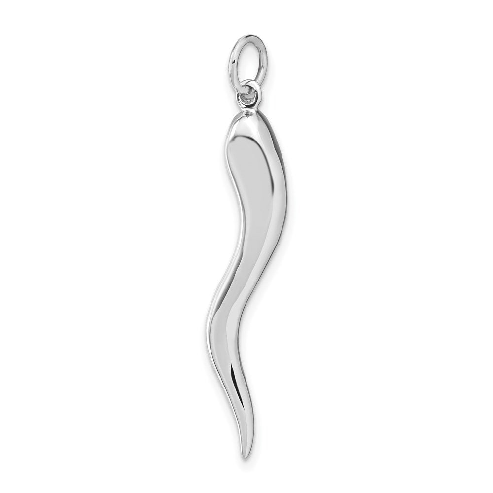 14K Weißgold massiver polierter 3-D großer italienischer Horn-Charm