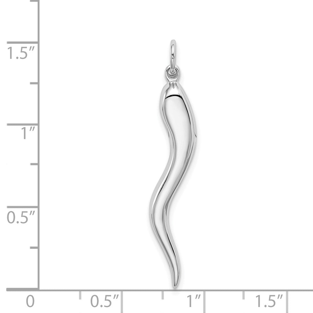 14K Weißgold massiver polierter 3-D großer italienischer Horn-Charm