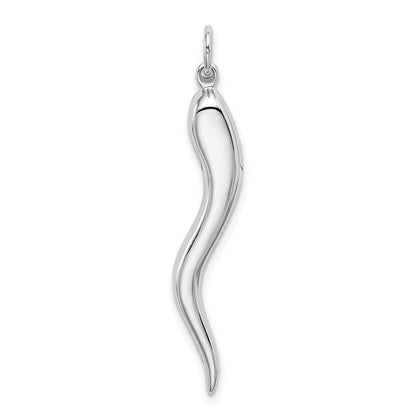 14K Weißgold massiver polierter 3-D großer italienischer Horn-Charm