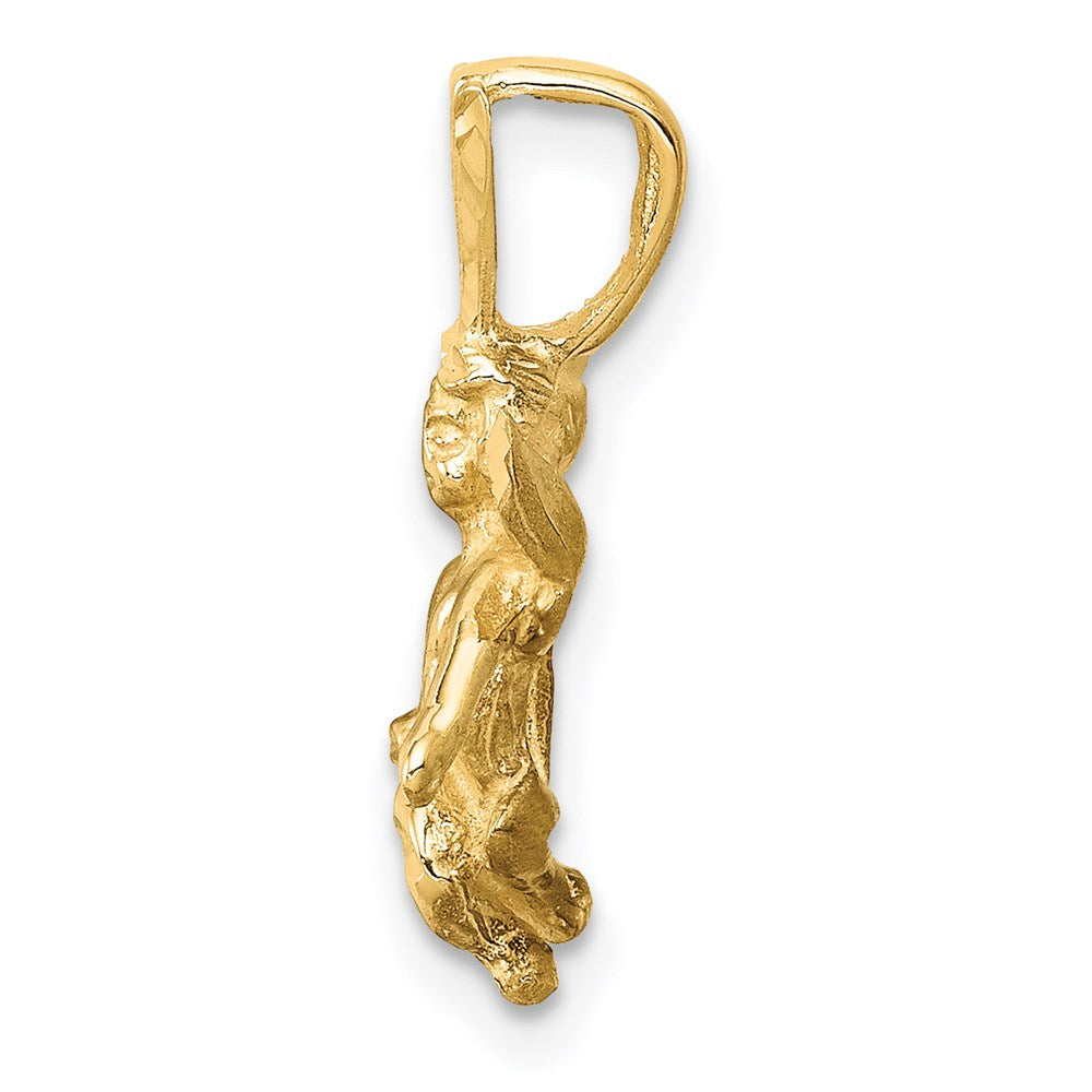 14K Gelbgold 3D-Anhänger "Engel" mit Satin- und Diamantschliff-Finish