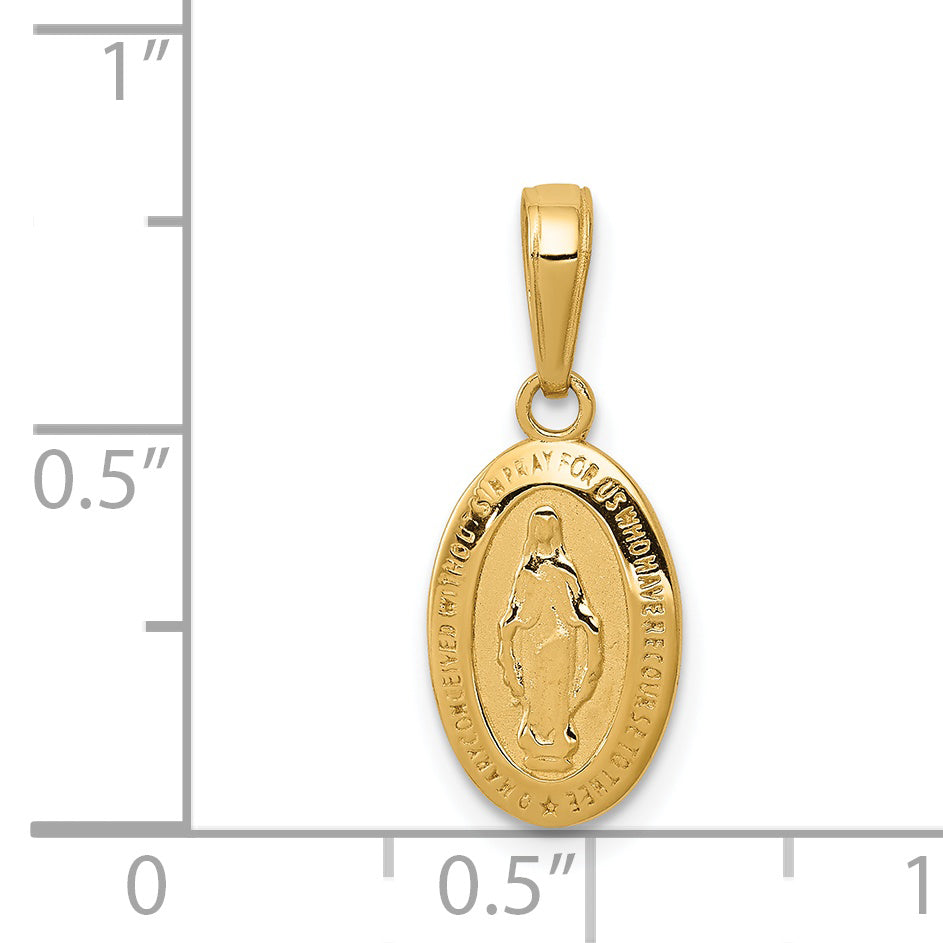 14K Gelbgold Wundertätig Medaille Charm