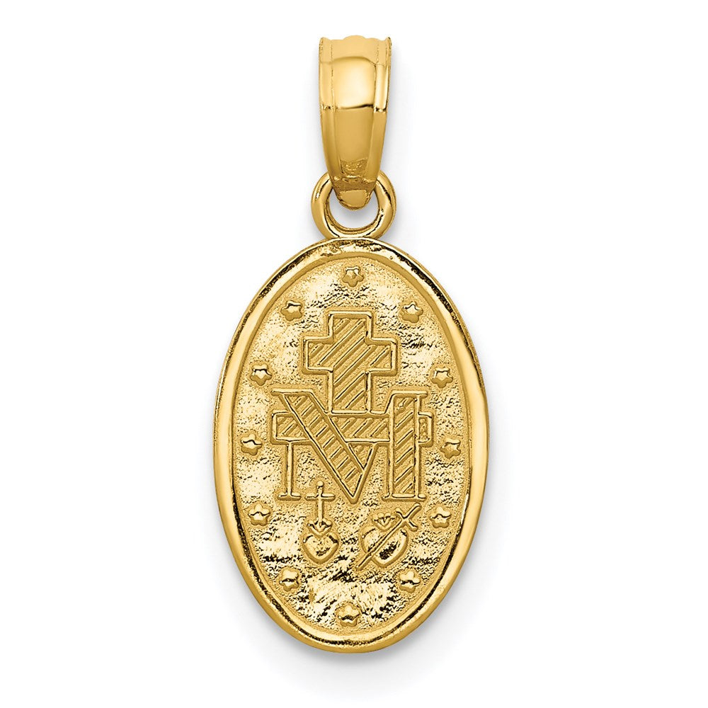 14K Gelb & Rhodium mit Rhodium Wundertätig Medaille Charm