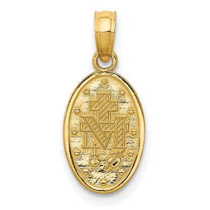 14K Gelb & Rhodium mit Rhodium Wundertätig Medaille Charm